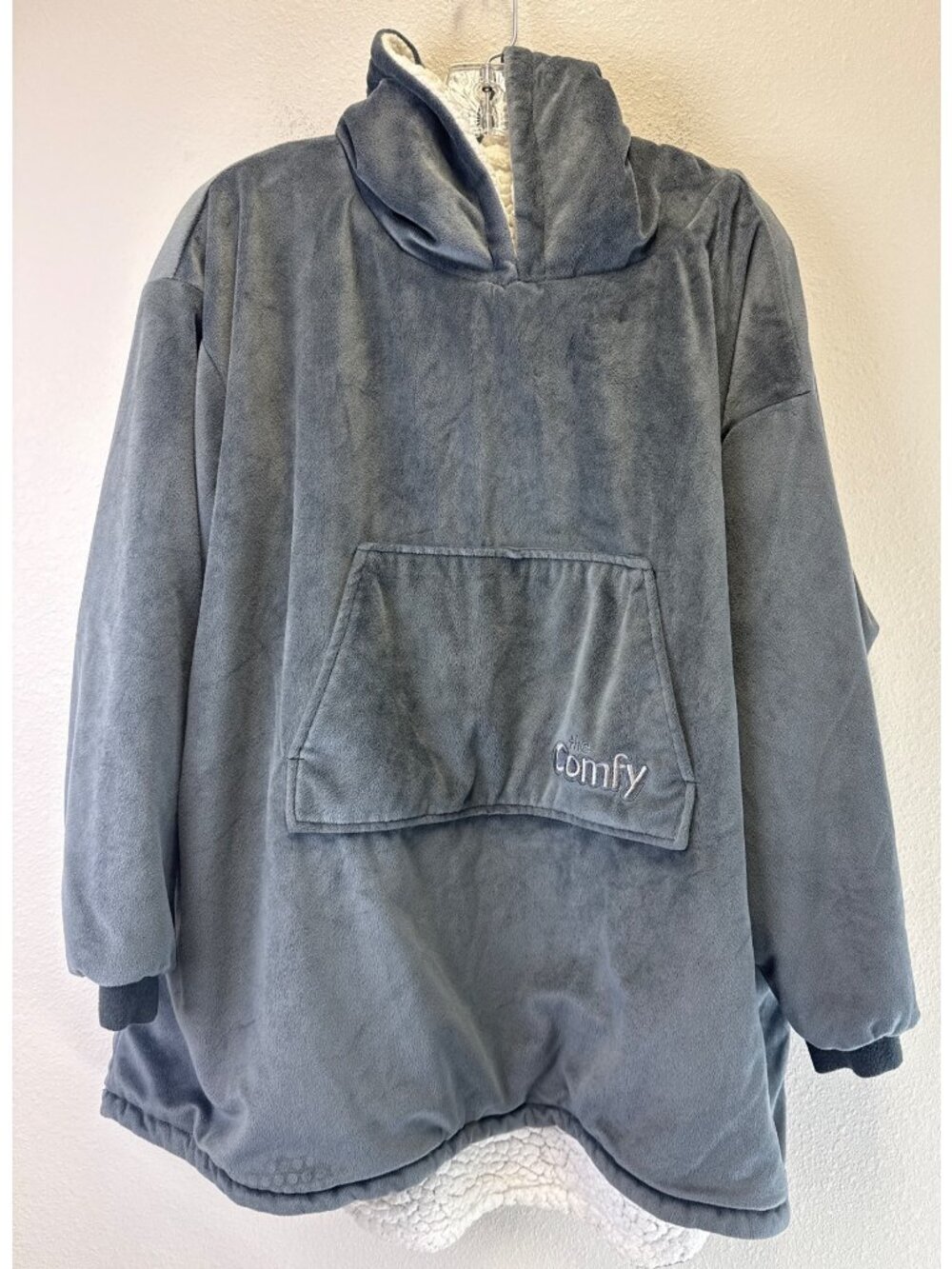 The Comfy Oversized Wearable Blanket Hoodie Gray Sherpa-Lined One Size